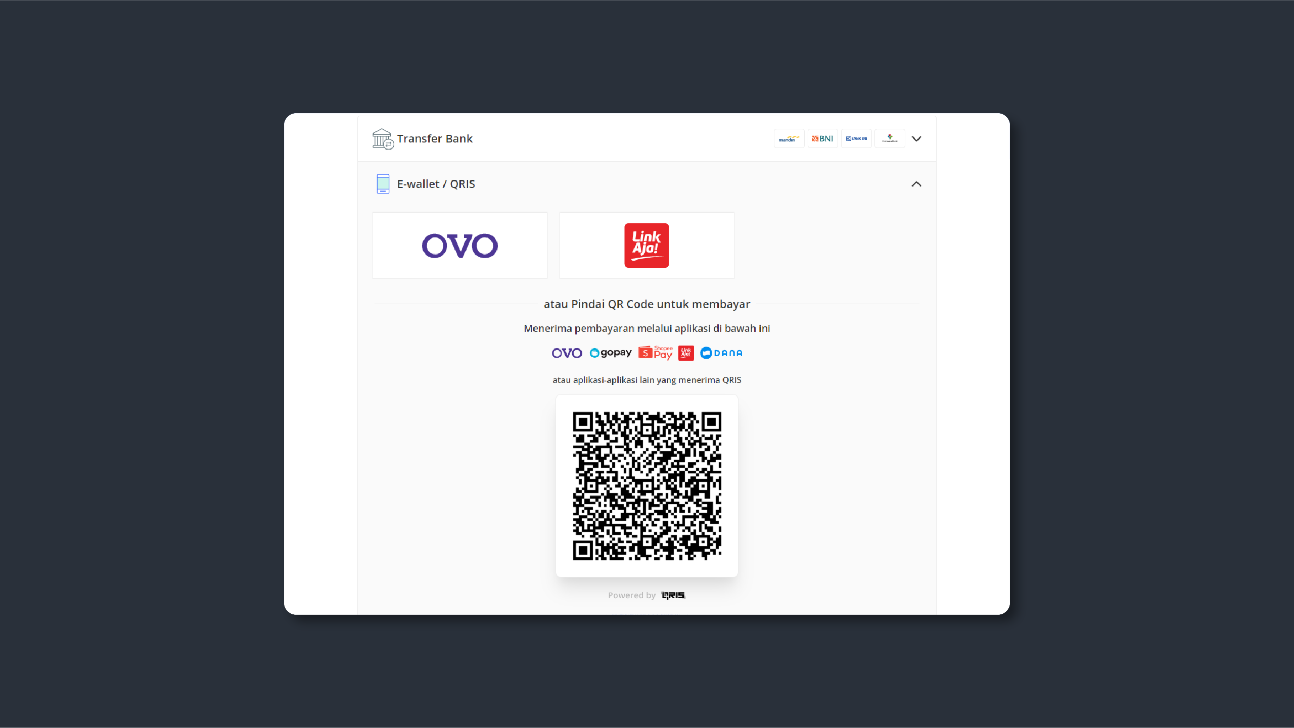 Figure 5: Select the QRIS payment method