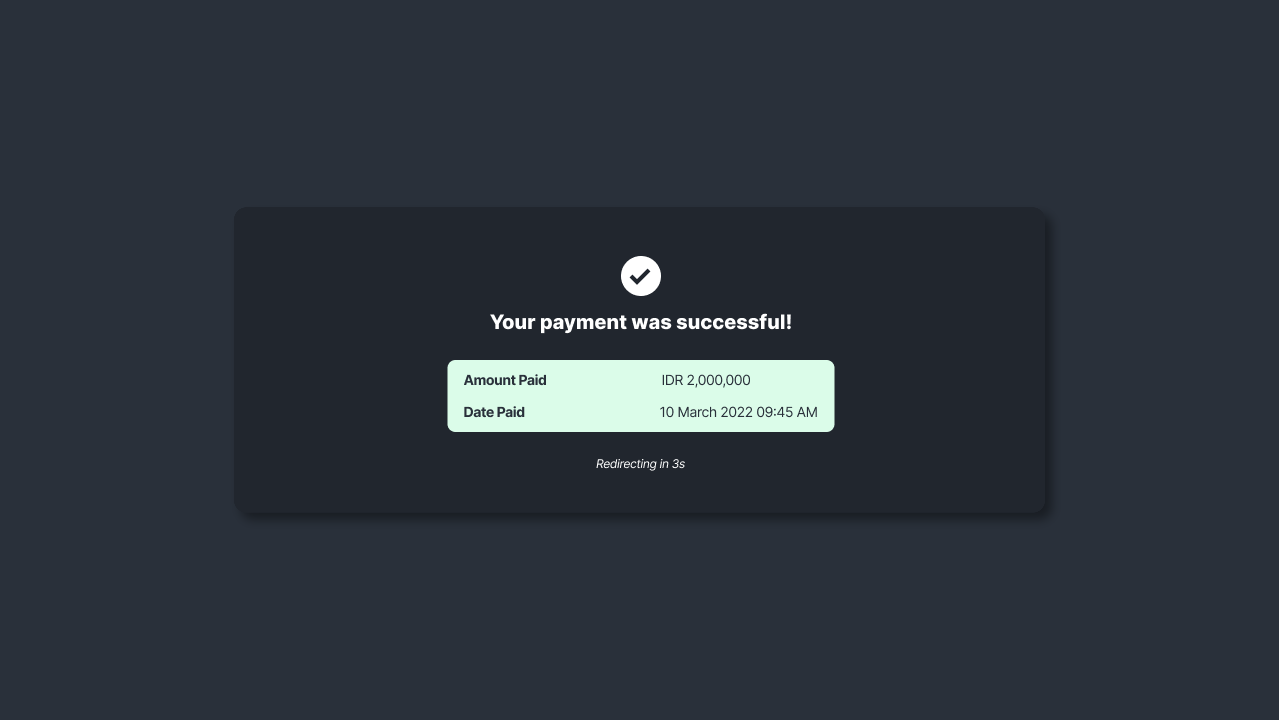 Figure 6: Notification of successful QRIS payment