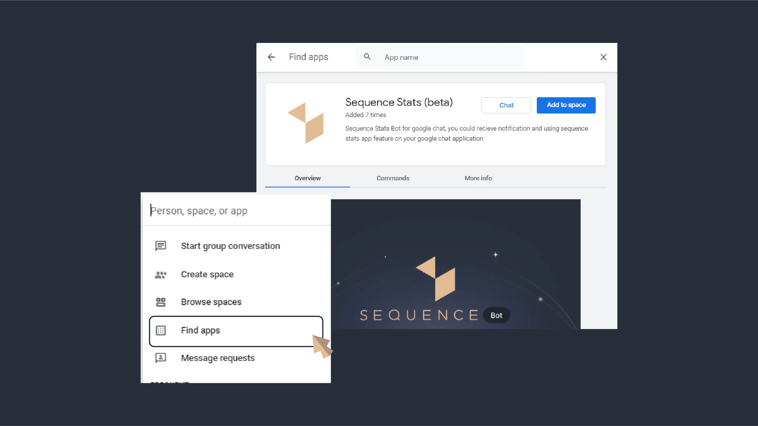 Figure 3 - Find apps → type Sequence Stats.