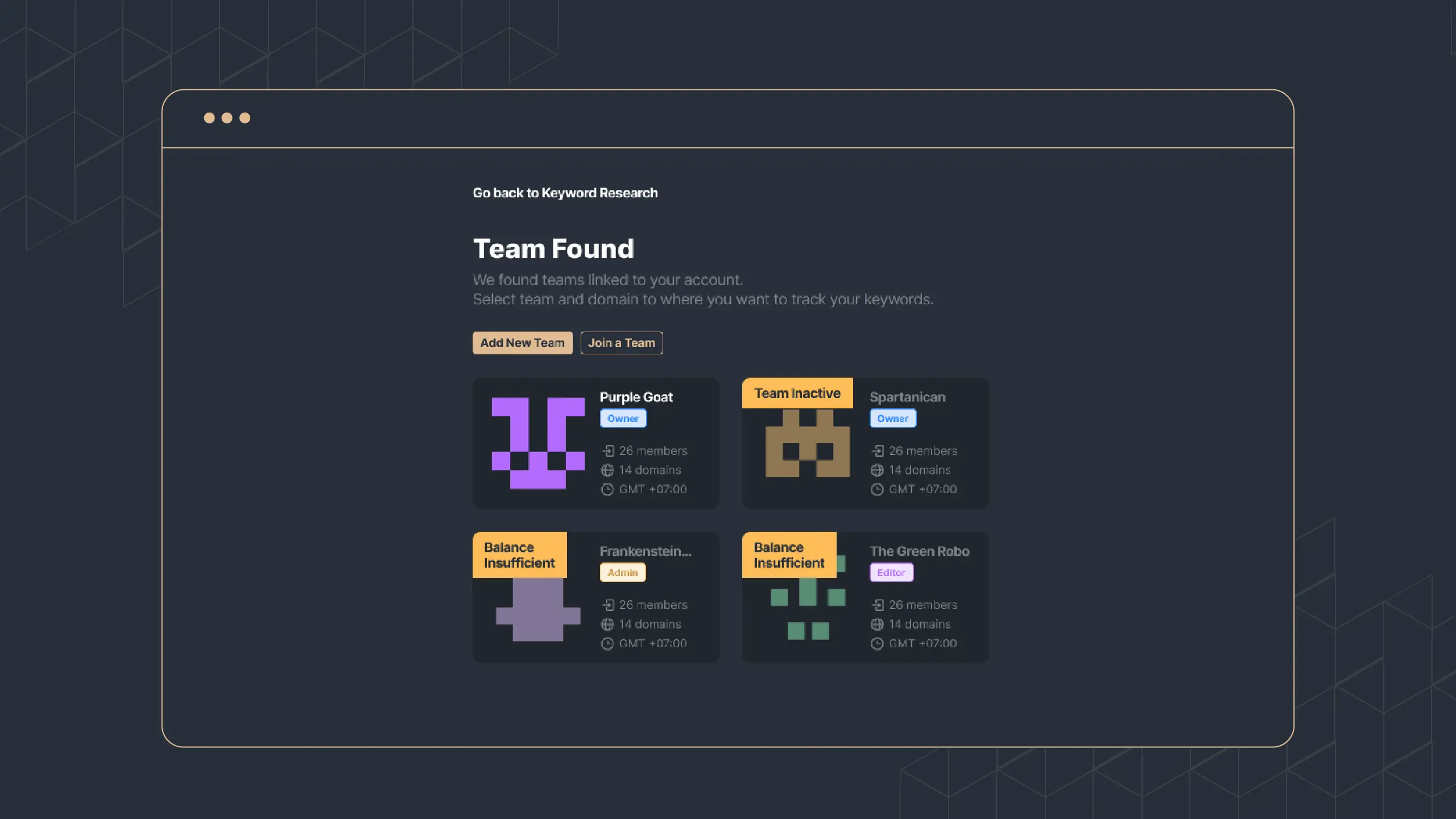 Picture 6: Team found in your account