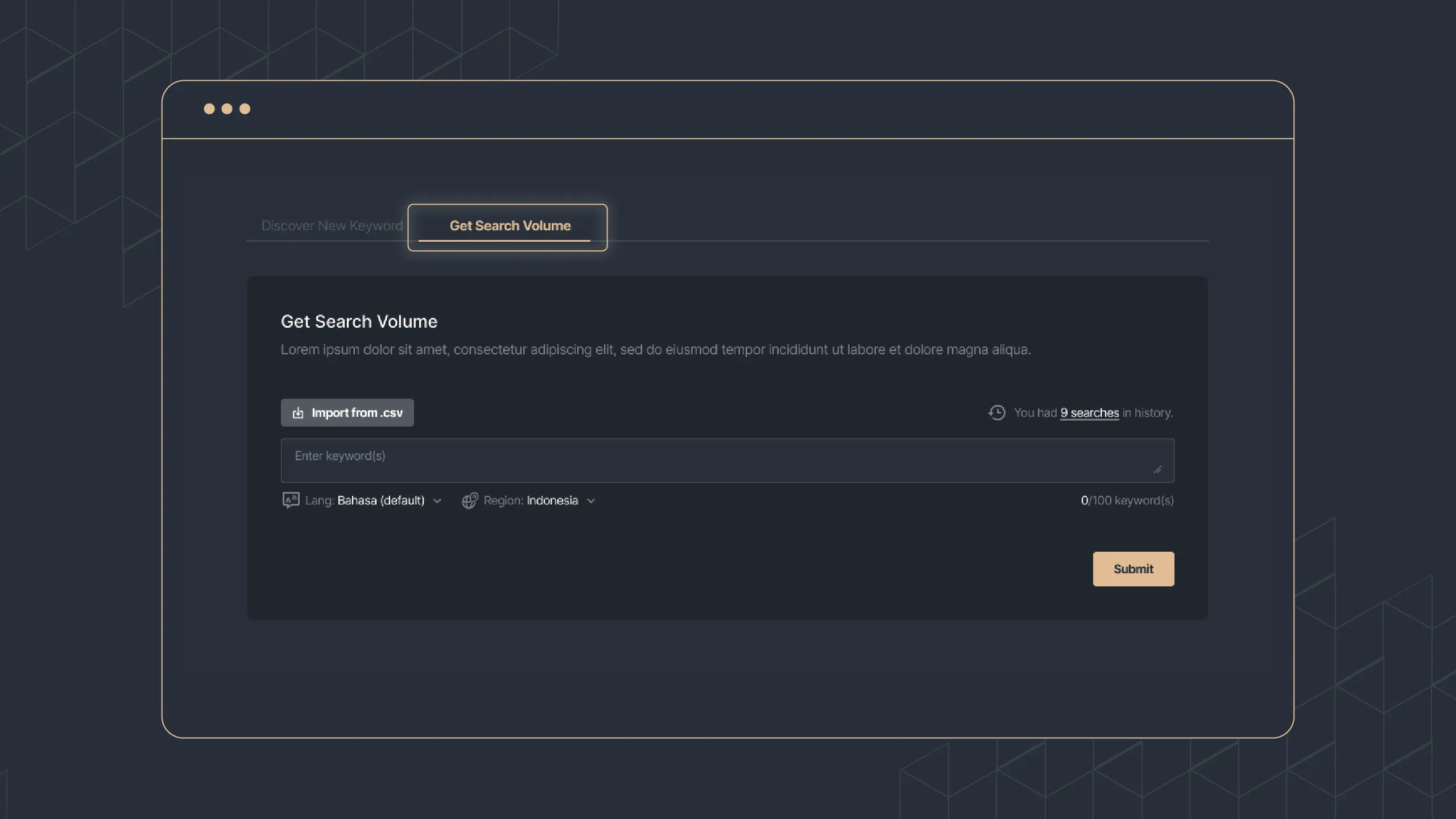 Picture 2: Get the search volume data from your keyword list.