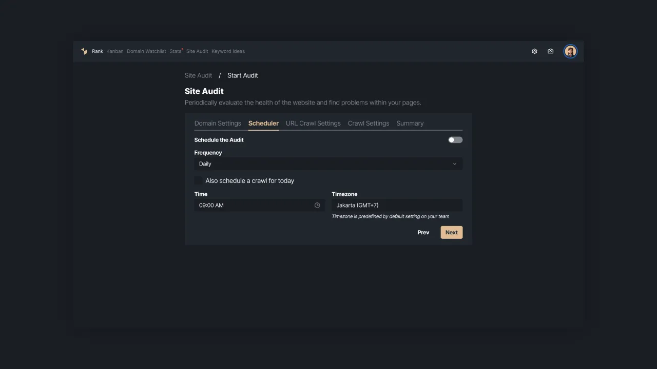 Figure 5: Scheduling settings