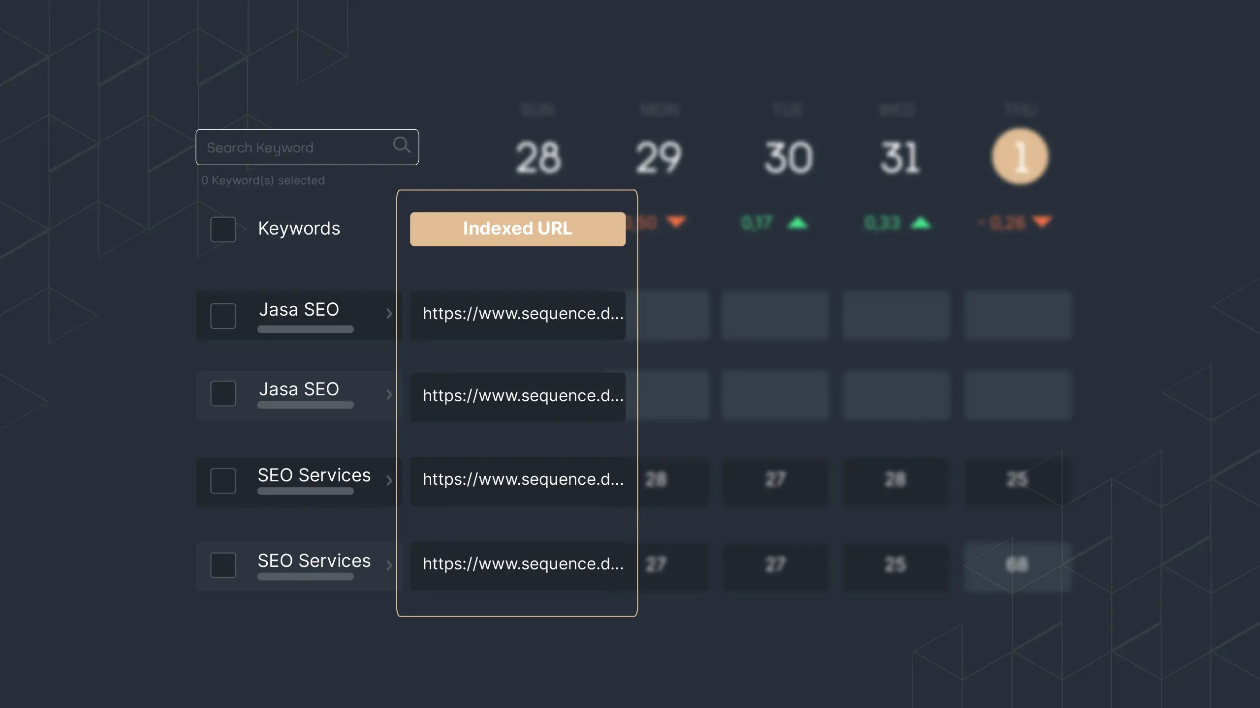 Gambar 1 - URL yang terindeks dalam Sequence Stats.