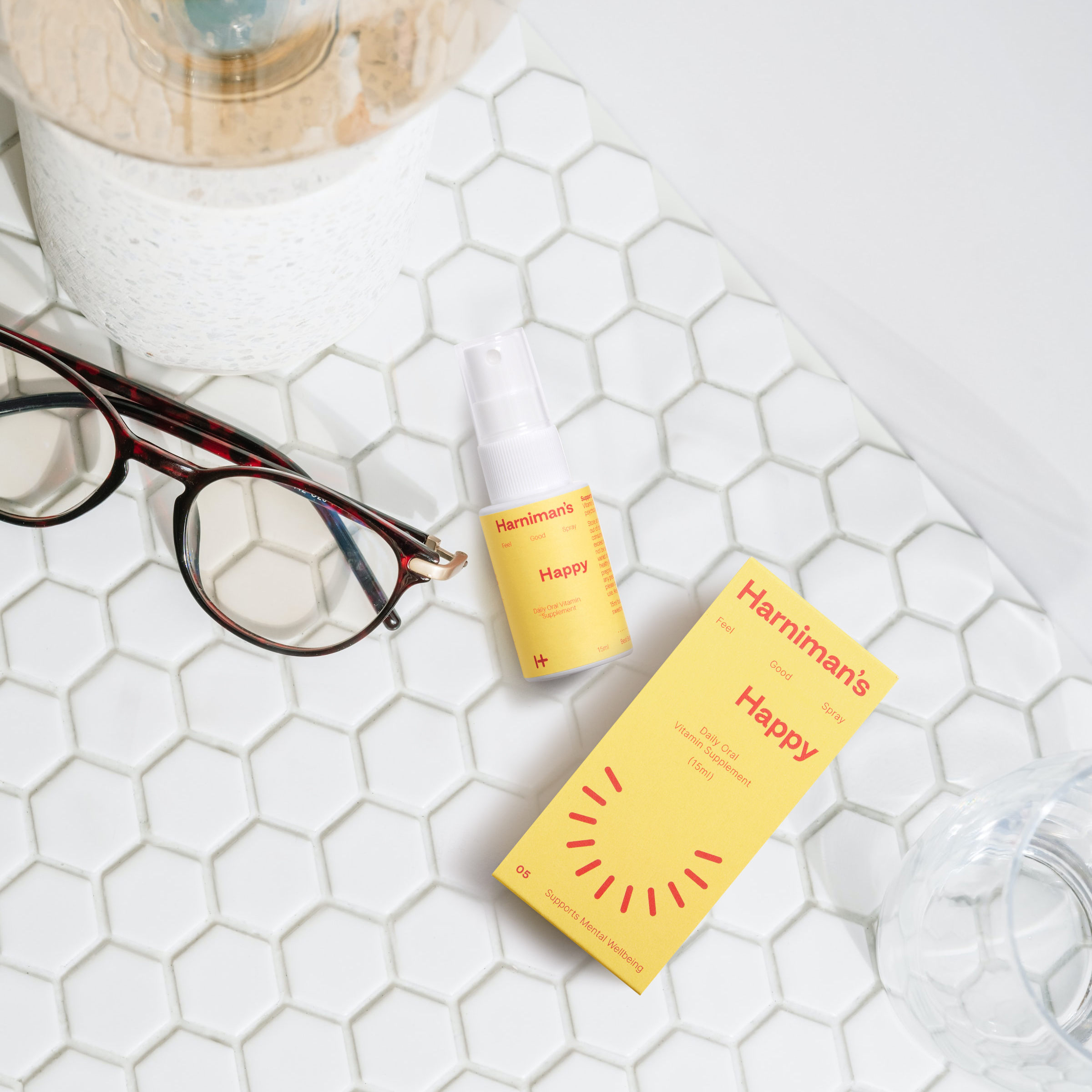 Harniman's happy on a Tiled Surface