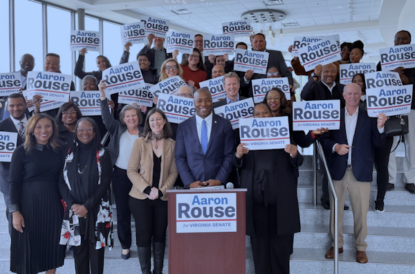 Photo of Aaron Rouse and his supporters