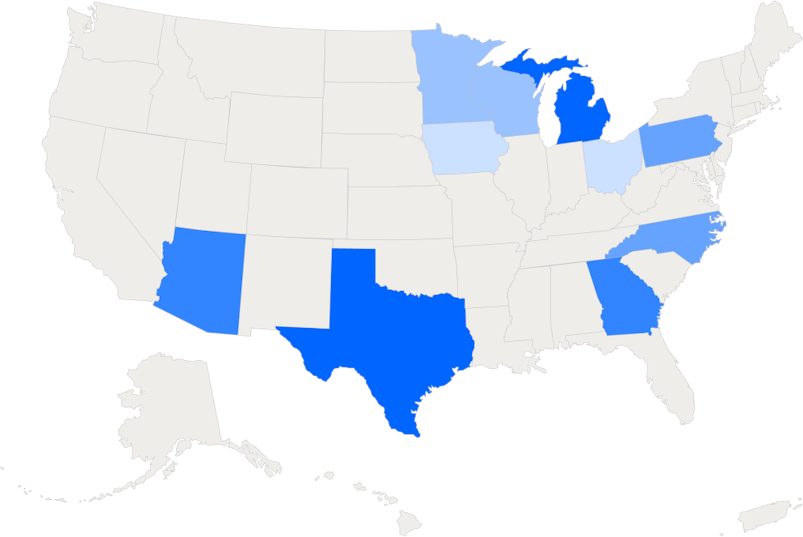 Colored U.S. map displaying Voter Registration Rates per State