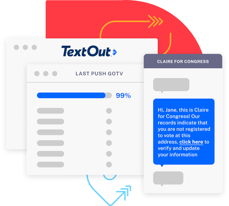 TextOut logo and graphic with example text message