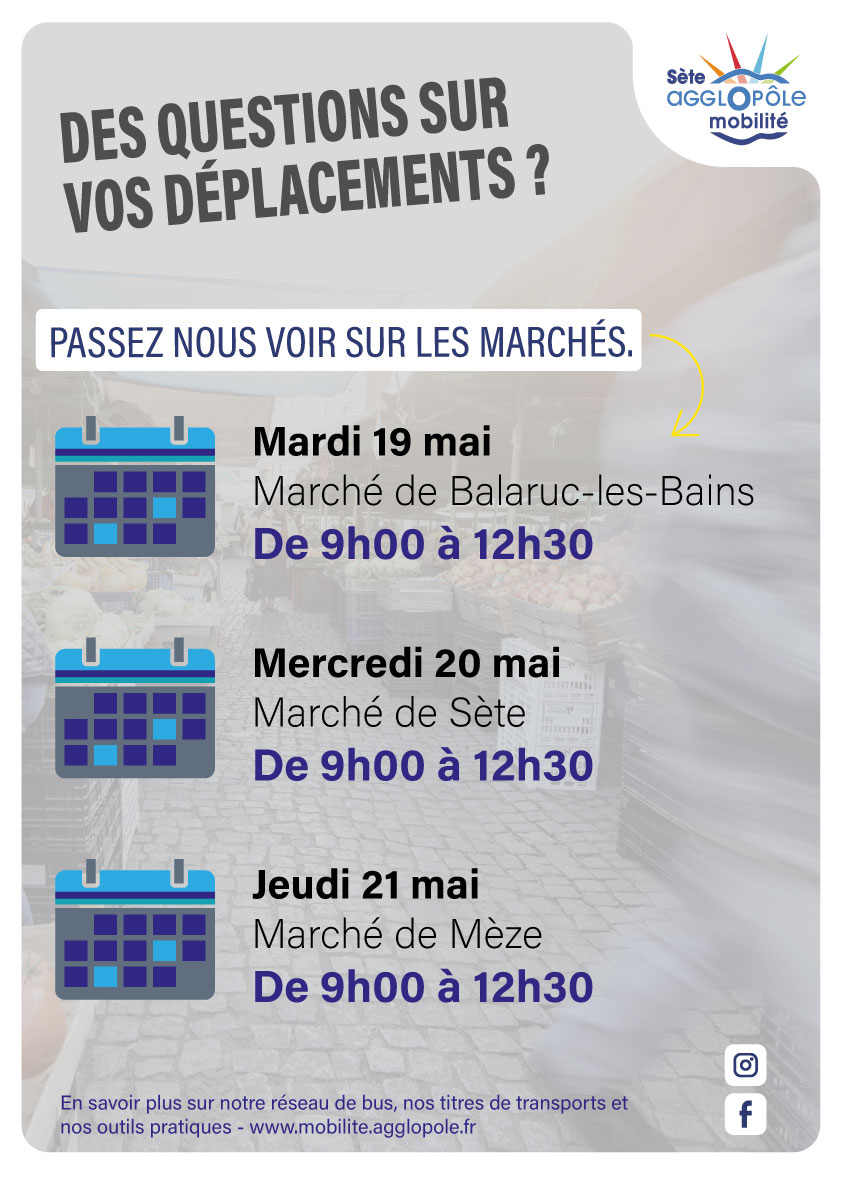 dates de présence aux marchés
