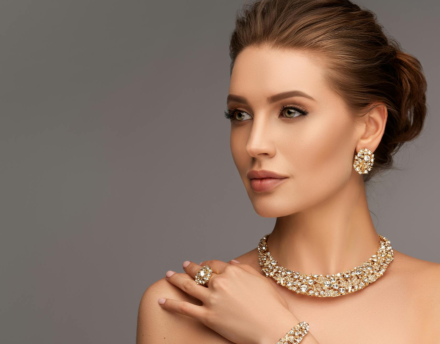 Woman with Fancy Updo and Jewelry