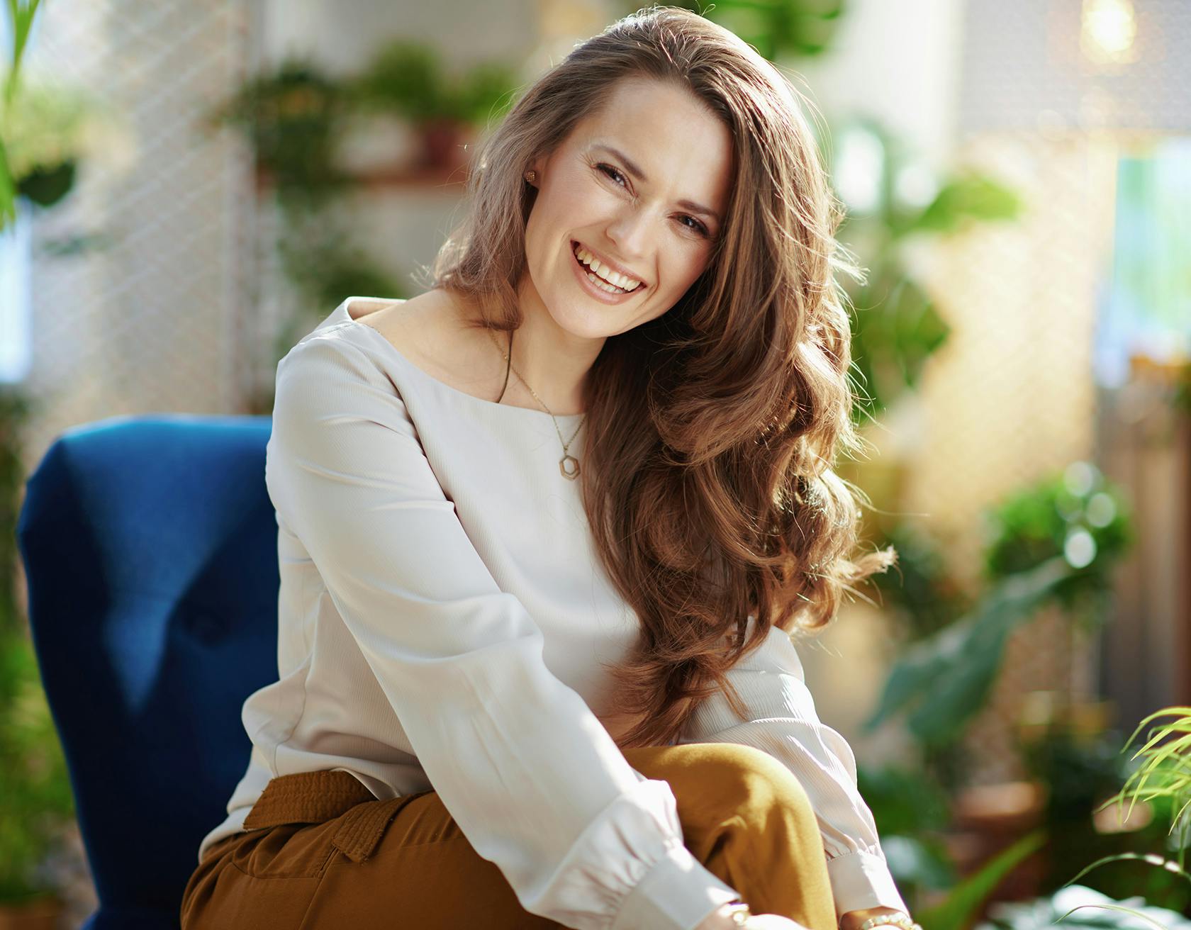 Woman Smiling in a Garden