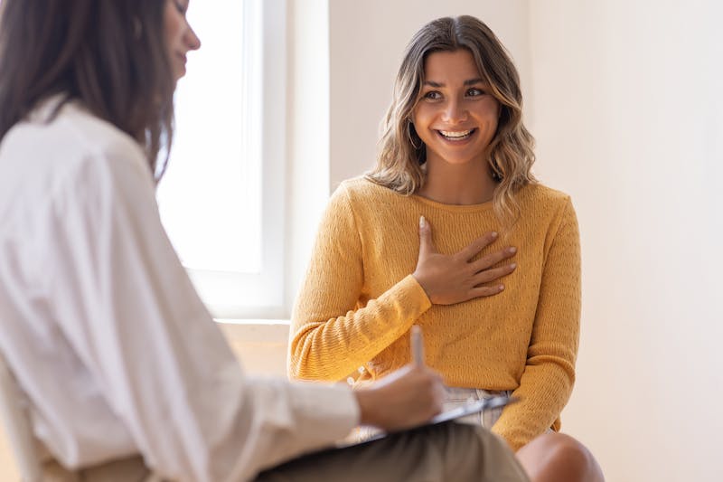 Woman speaking to doctor