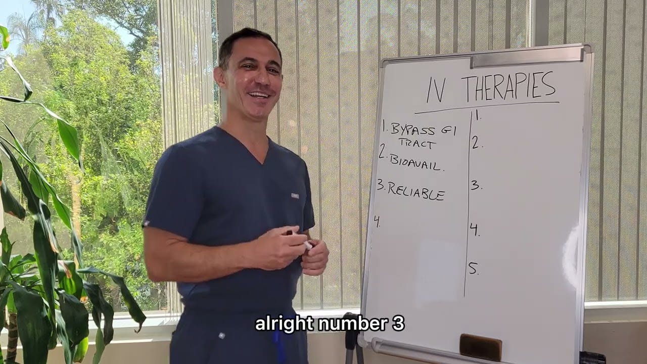 Dr. Tirgari explaining IV Therapy.