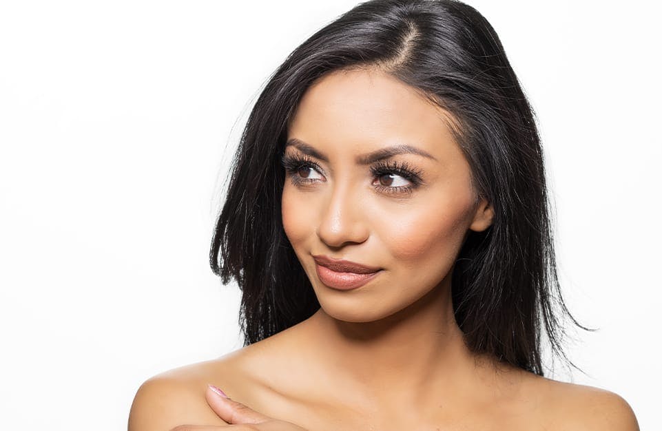 Woman with Long Hair and Long Eyelashes