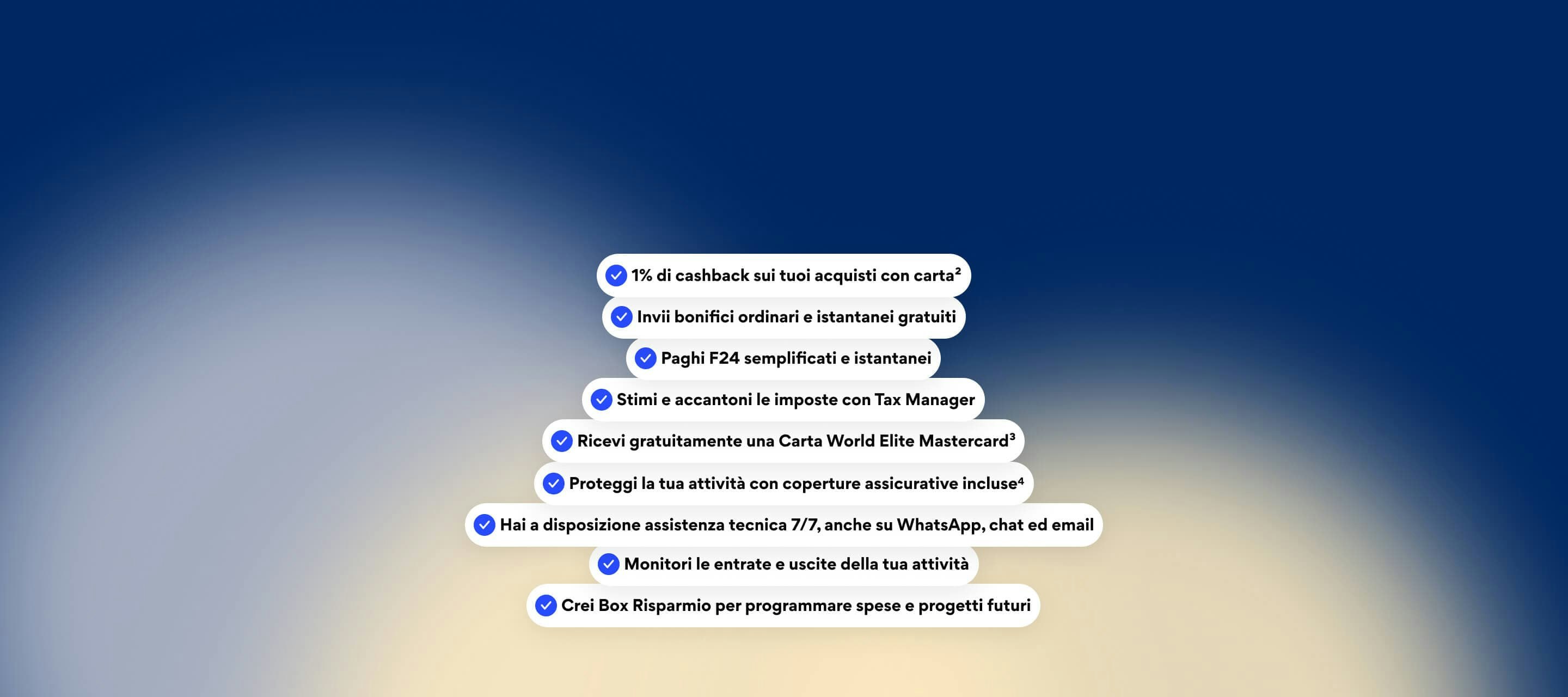 Funzionalità conto business