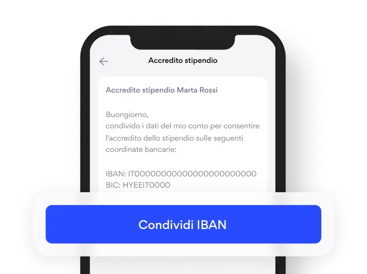 Condivisione IBAN per accredito stipendio su HYPE