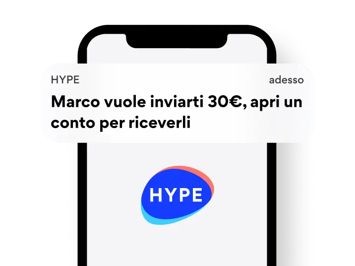 Notifiche Hype di invio e ricezione denaro non hyper