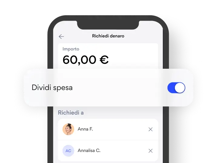 Richiesta di denaro con divisione spesa su HYPE