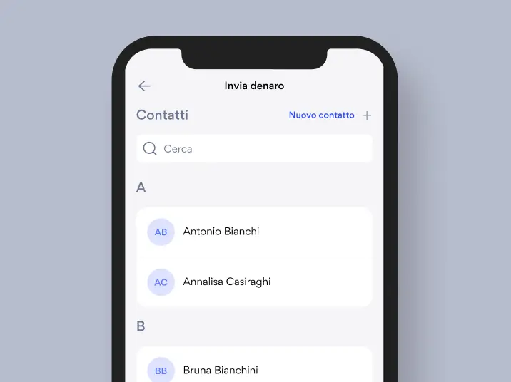Selezione del  contatto in rubrica