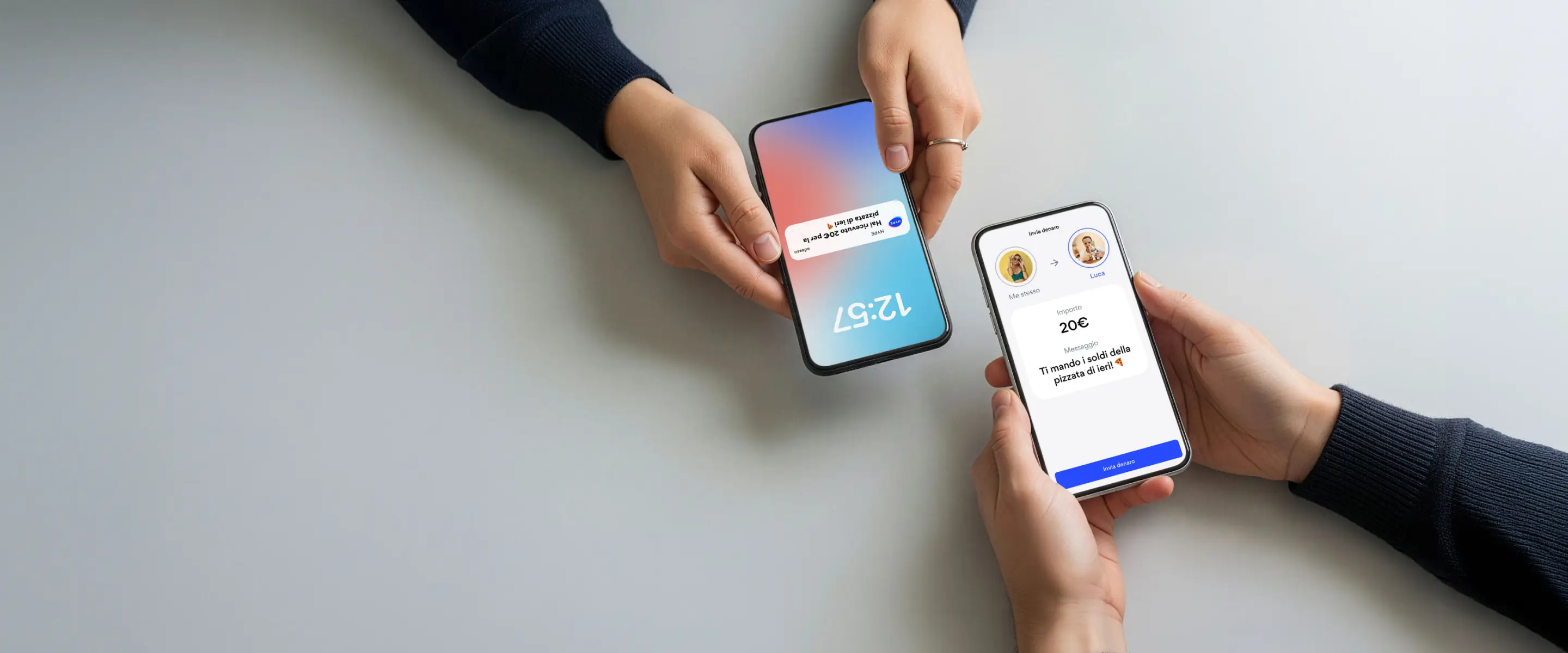 Condivisione denaro tra smartphone con Hype