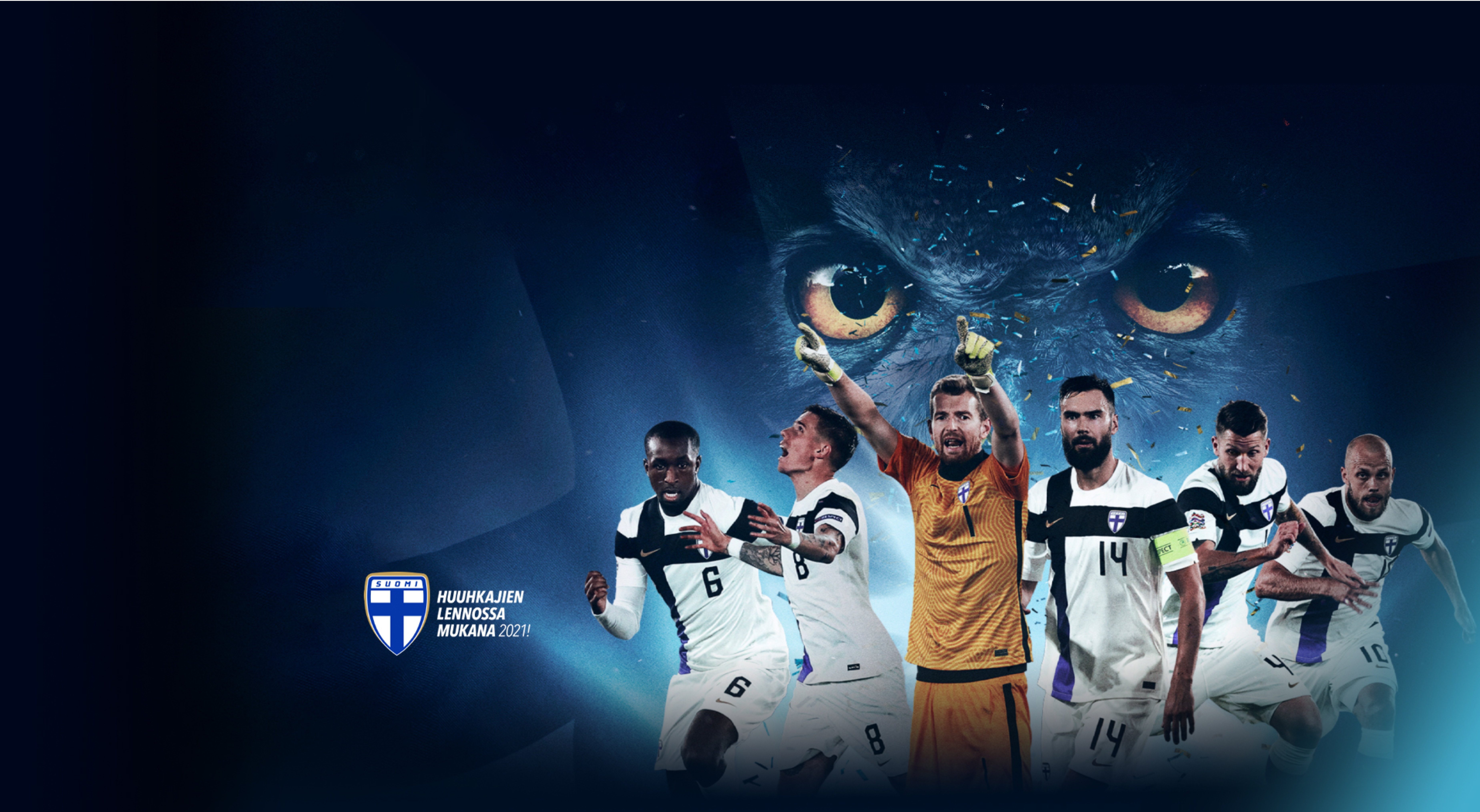 Campaign image with Huuhkajat-team