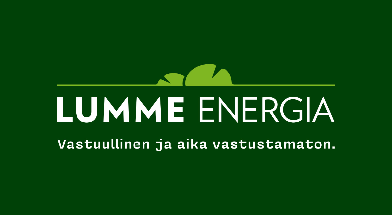 Lumme energian logo ja slogan: "Vastuullinen ja aika vastustamaton"