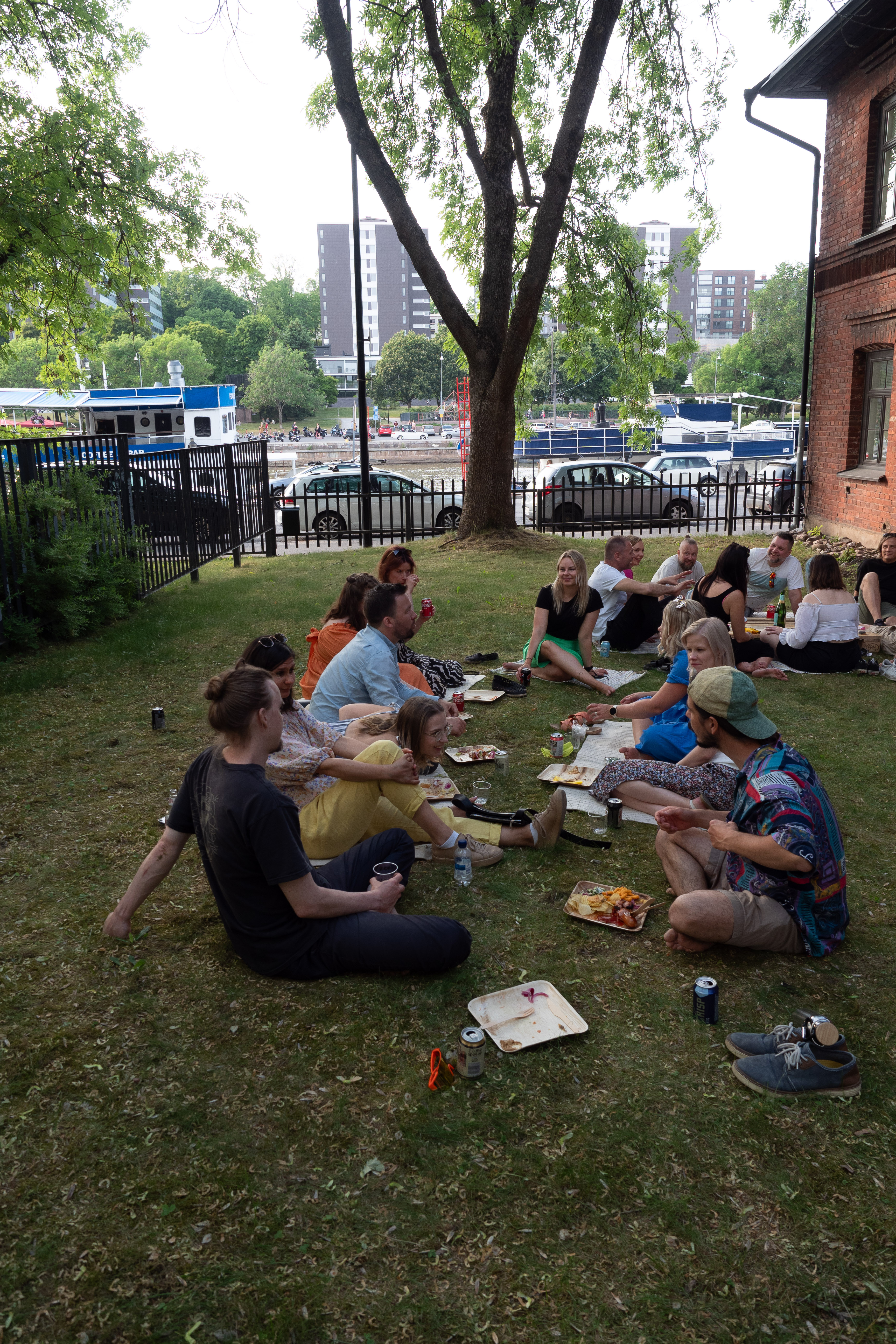Staff sitting outside in the summer