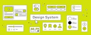 Pikseligrafiikkakuva jossa Design Systemin komponentteja kuvituksena