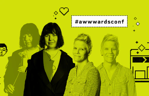 Konferenssiin osallistuneiden Emilian ja Piian kuvat vihreällä taustalla