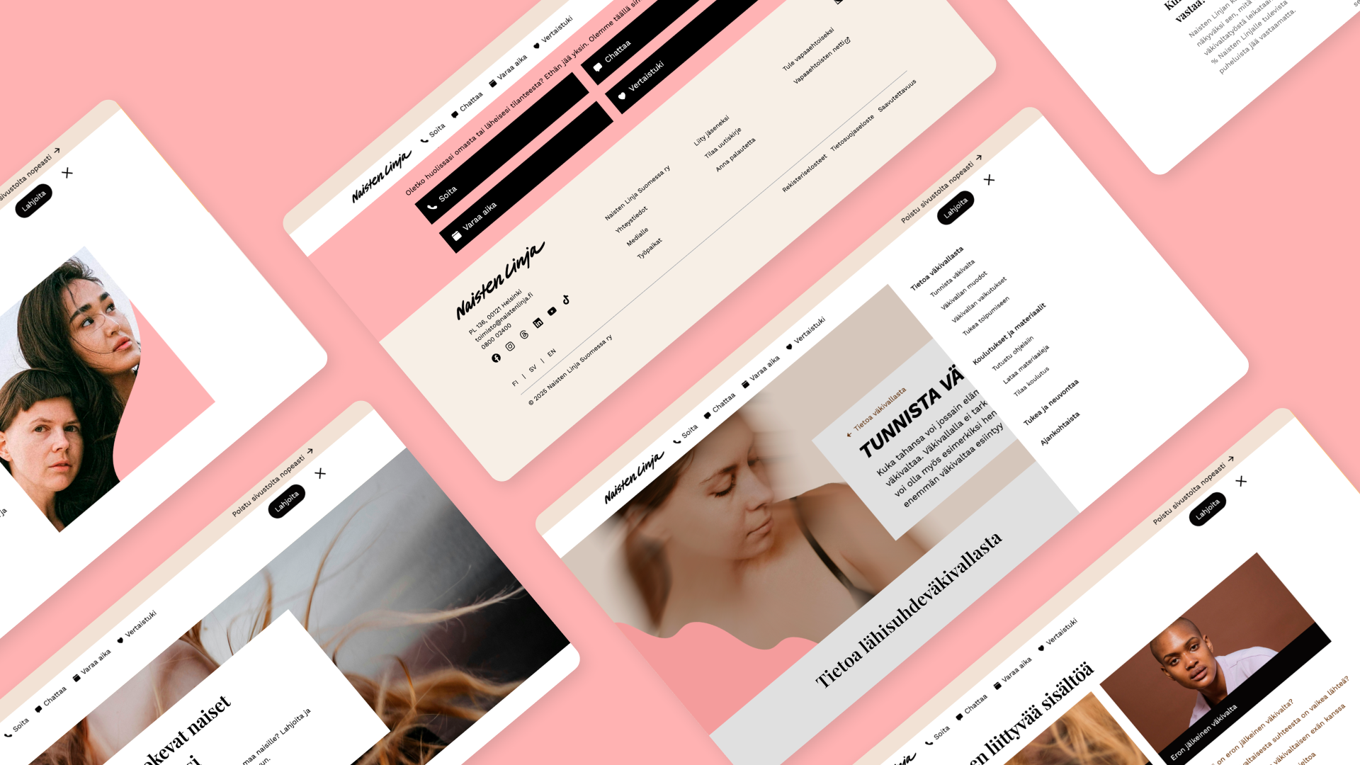 Screenshots of the new website
