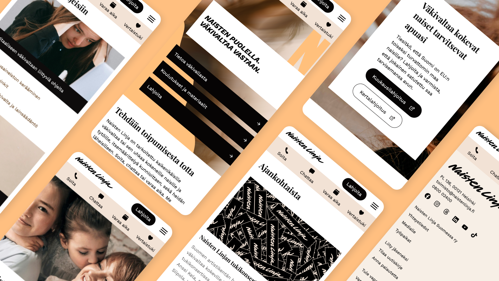 Screenshots of the renewed website