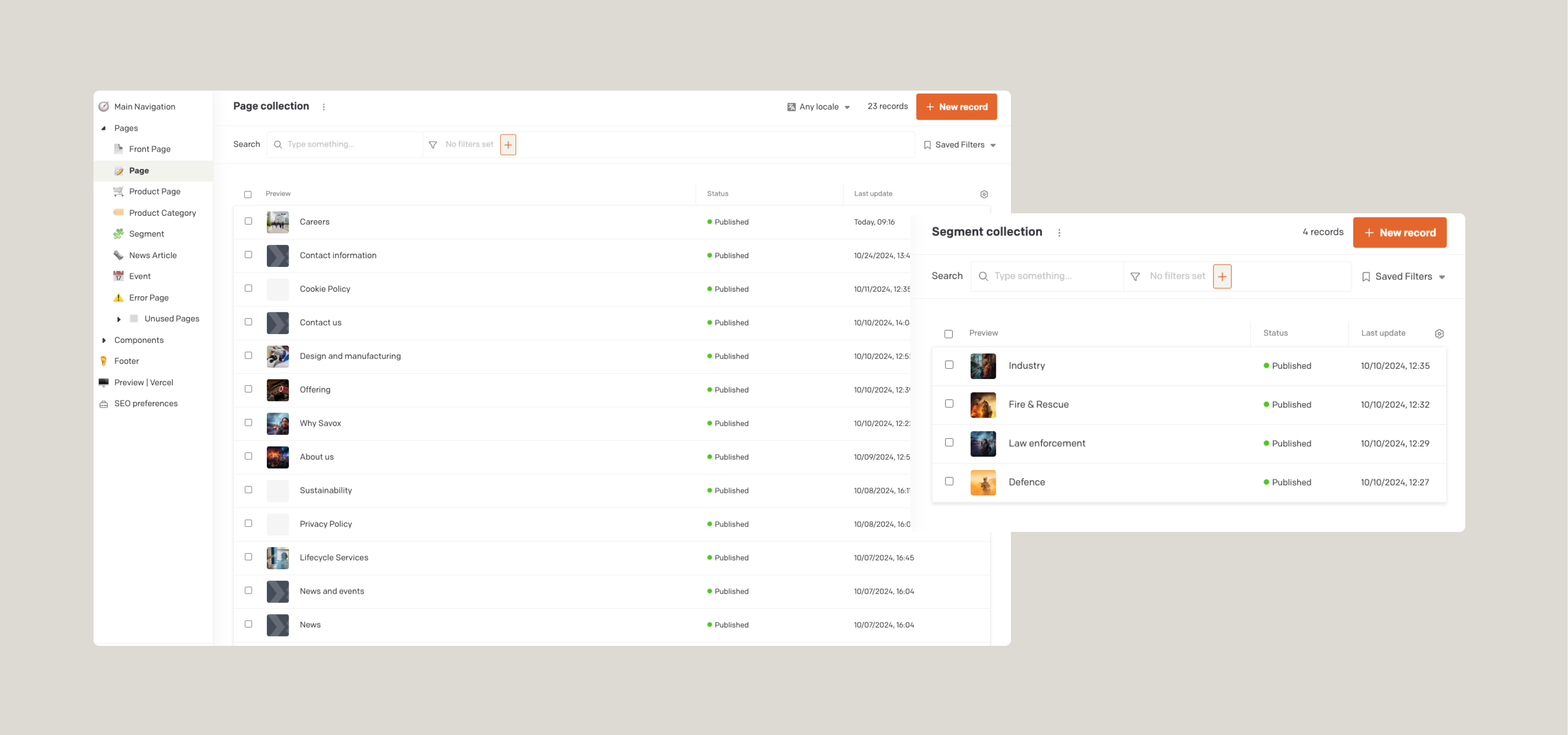 Content editor's interface.