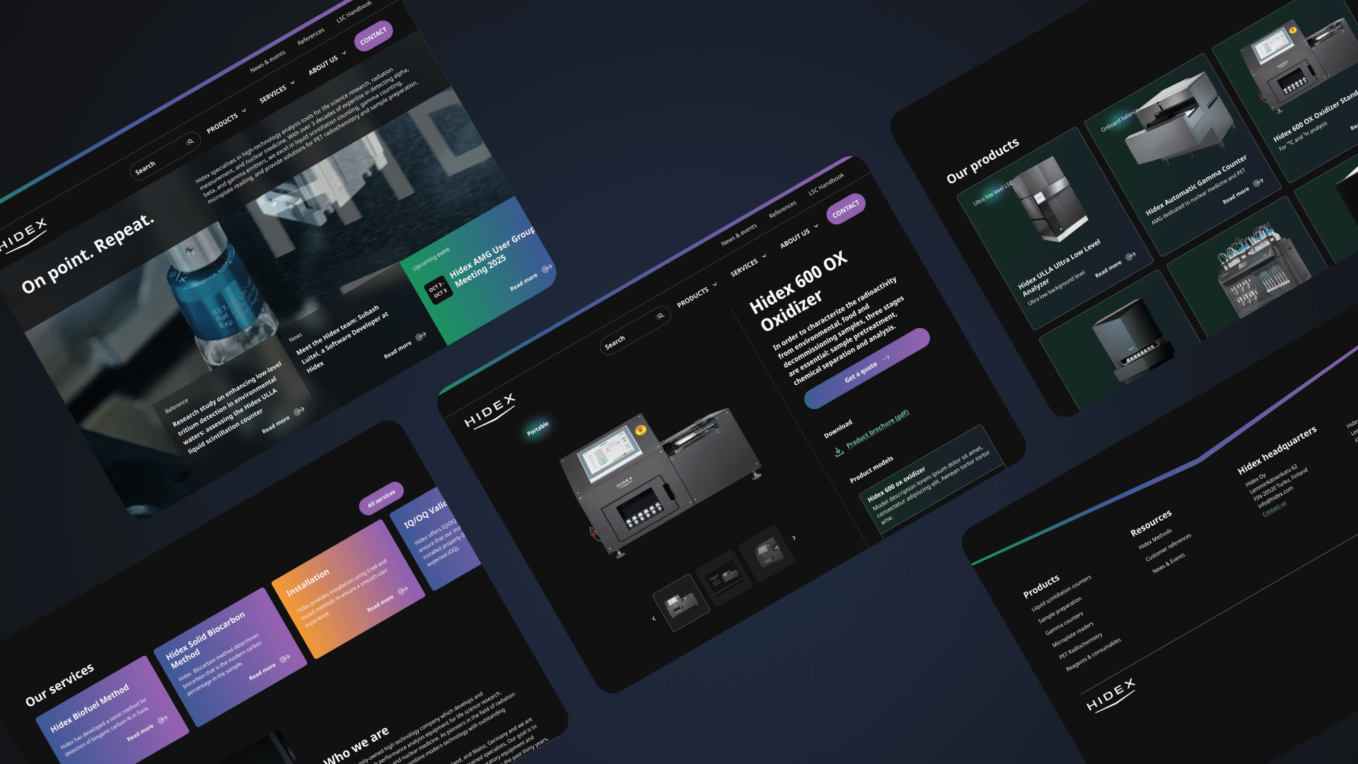 screenshots of the renewed website