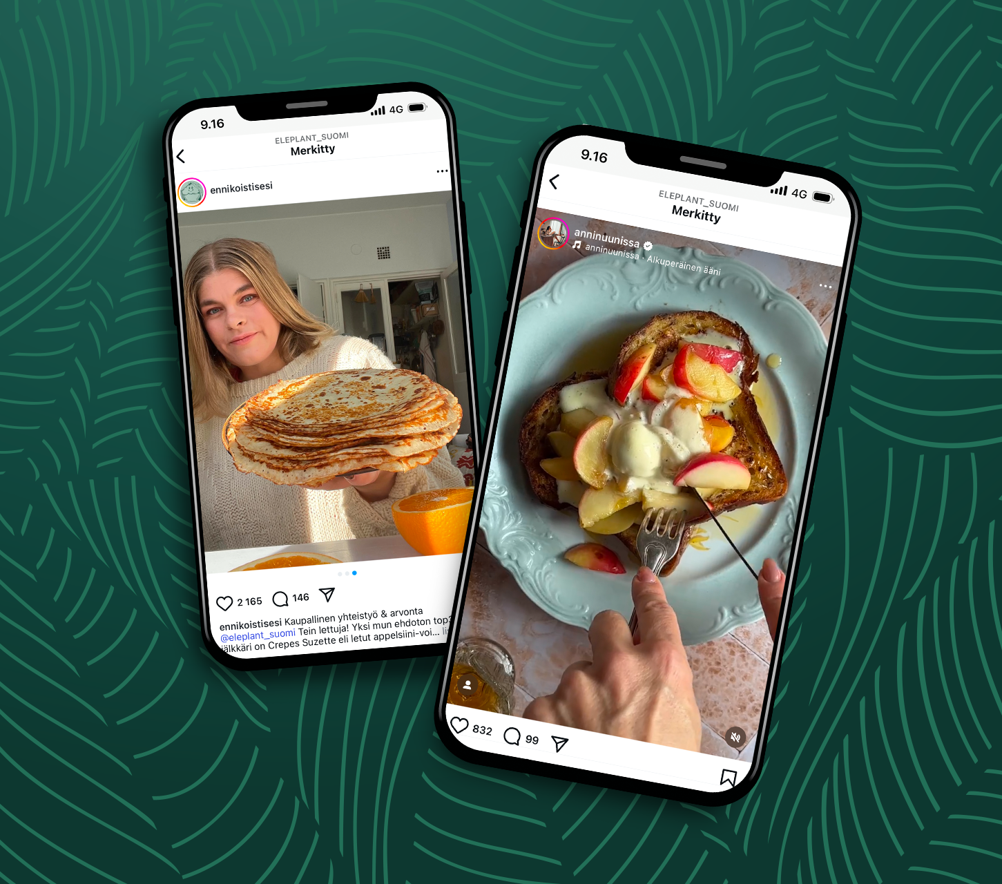 2 social media posts from influencers