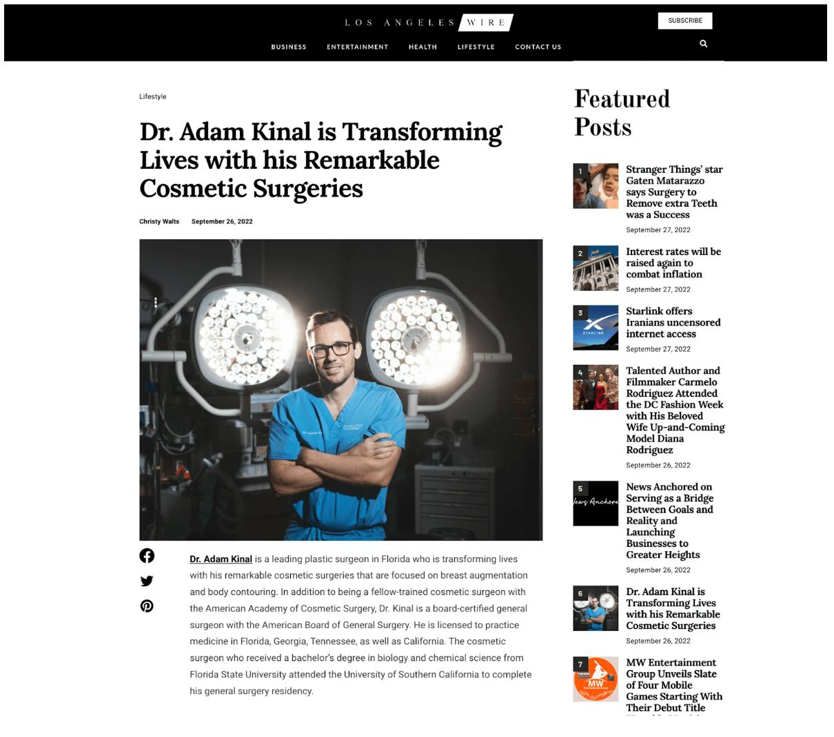 Dr. Adam Kinal is Transforming Lives with his Remarkable Cosmetic Surgeries