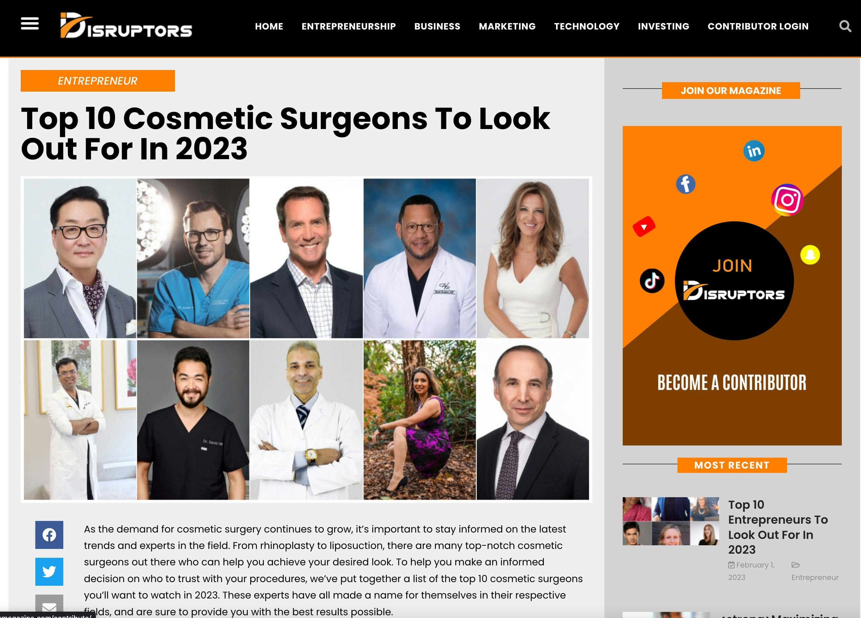 Top 10 Cosmetic Surgeons To Look Out For In 2023