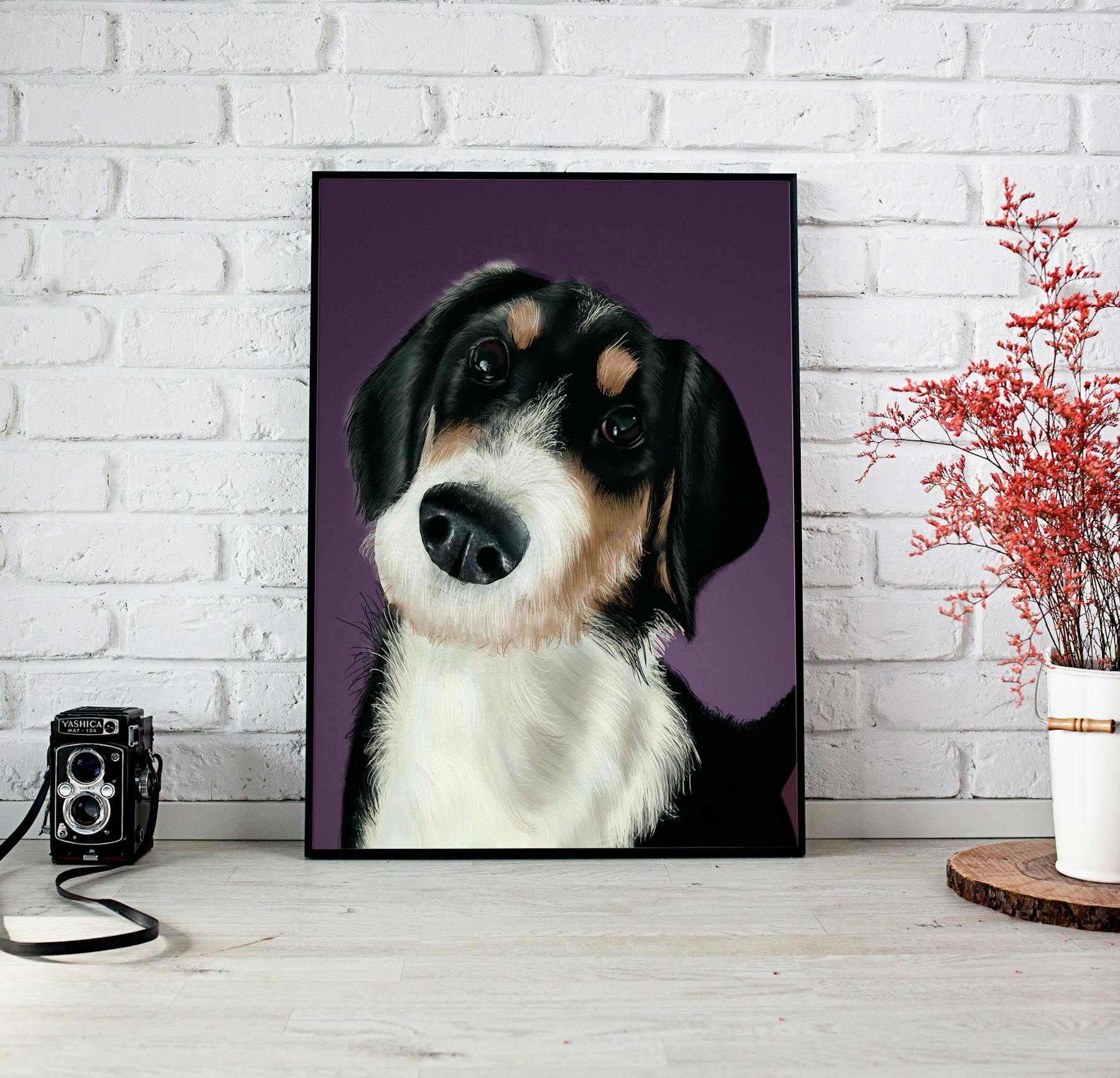 I'm carefully examining the intricate details of the fur, noticing the subtle shadows and highlights that bring depth and texture to the painting.