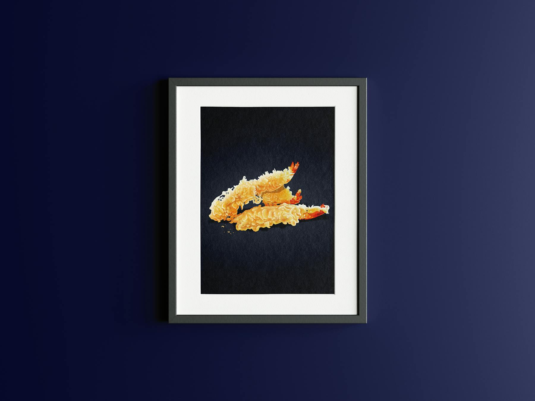 Create an intricate digital painting showcasing the detailed texture of crunchy tempura, highlighting the delicate crispiness and golden-brown coloring.