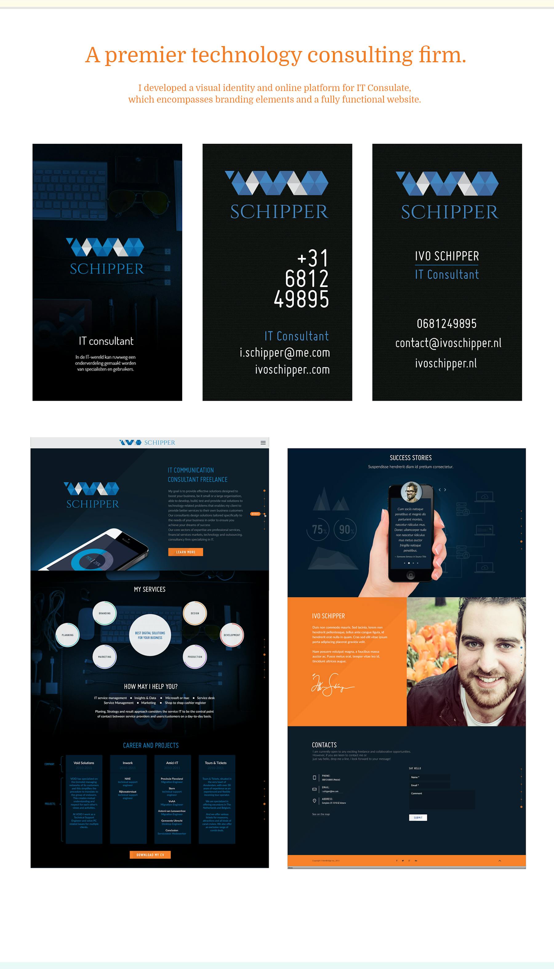 I developed a visual identity and online platform for IT Consulate,  which encompasses branding elements and a fully functional website.