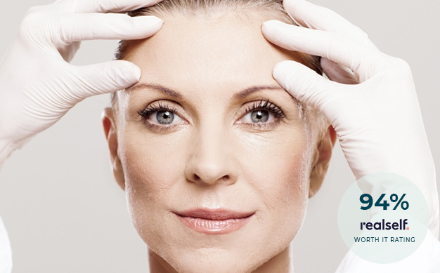 Close Up of a Woman's Face with Gloves