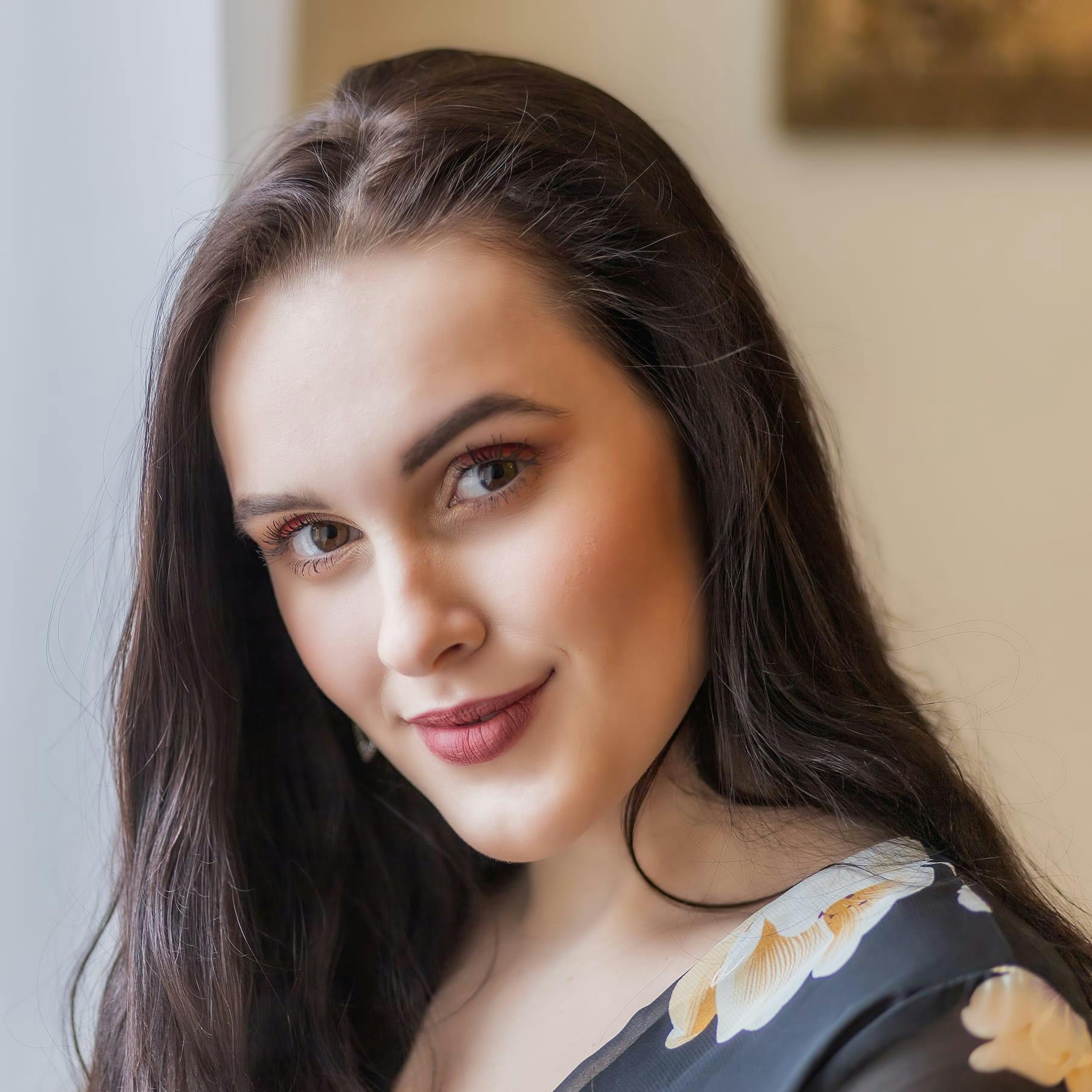 Close Up of Woman with Long Dark Hair