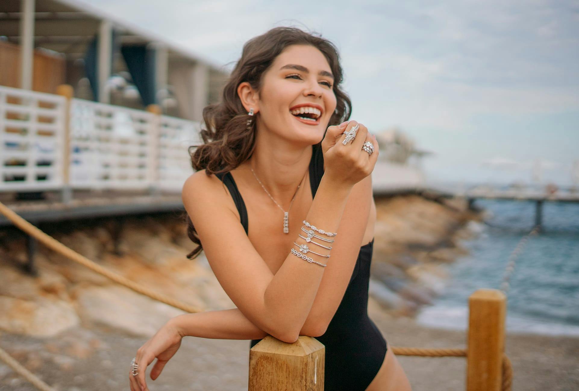 Woman Laughing on the Beach