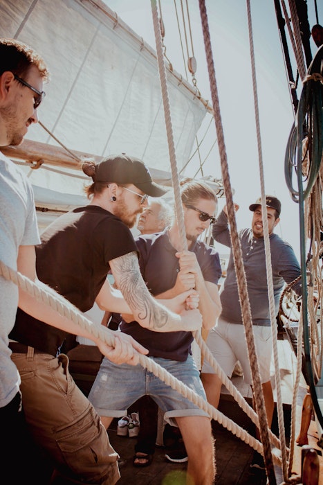 Developers cooperate to set sail on a ship