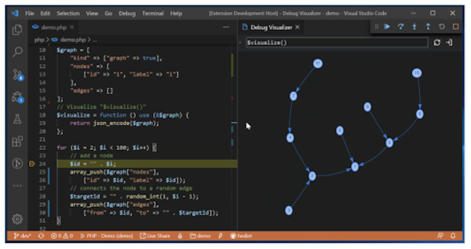 Bild på VS debug visualiser 1
