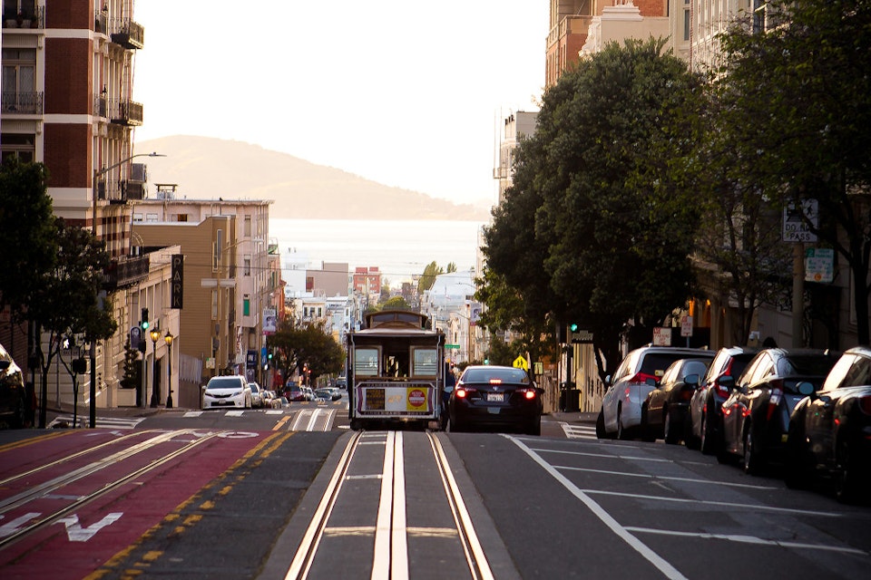 San fransisco road at sunset