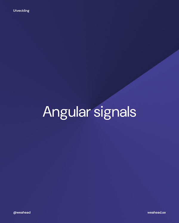 Lila bakgrund med texten "Angular signals"