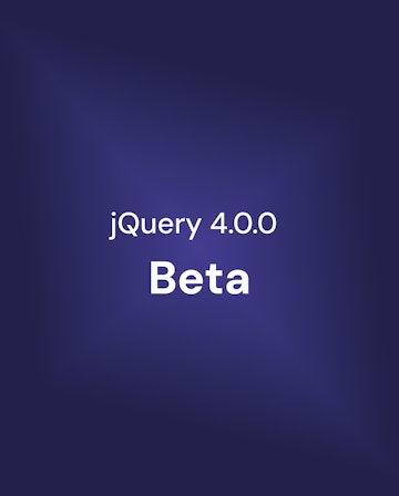 Lila bakgrund med texten "jQuery 4.0.0 Beta"