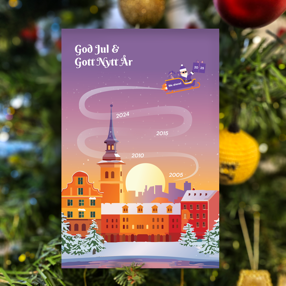Ett god jul kort i en gran
