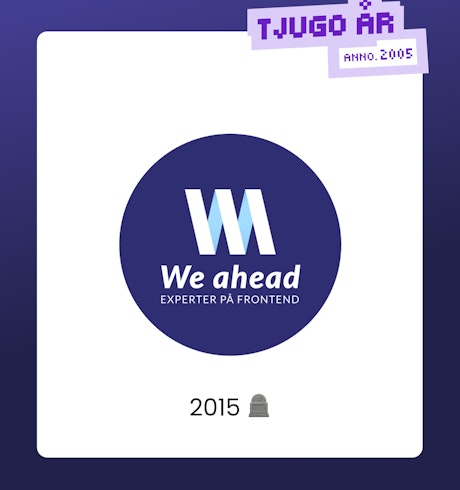 Rund blå crikel med texten We ahead.