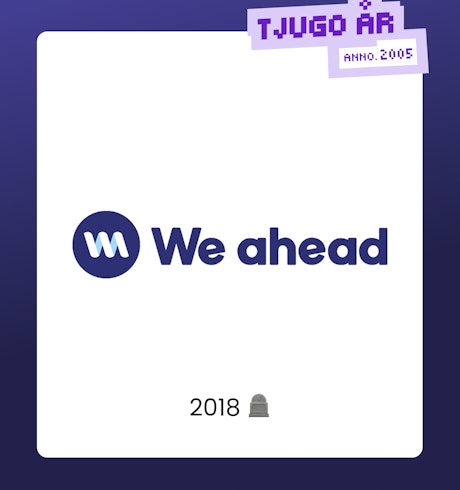 We ahead logga. Blå crikel tillvänster med WA symbol