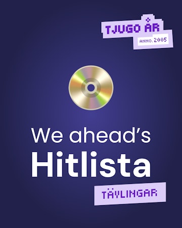 Bild med CD-skiva och text We aheads Hitlista Tävlingar